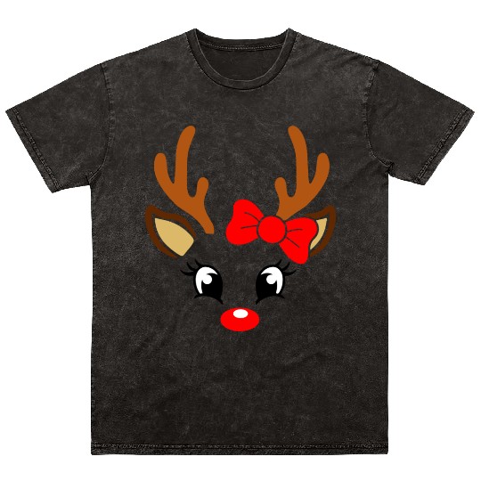 Reindeer Face Christmas, Merry Christmas Mineral Wash T Shirts