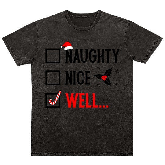 Naughty or Nice Funny Christmas Mineral Wash T Shirts