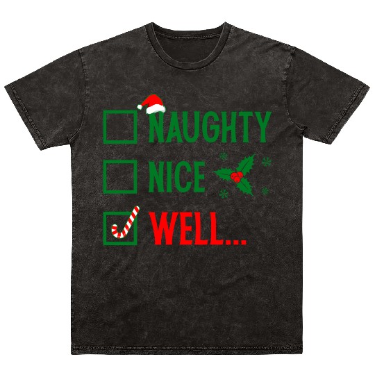 Naughty or Nice Funny Christmas Mineral Wash T Shirts