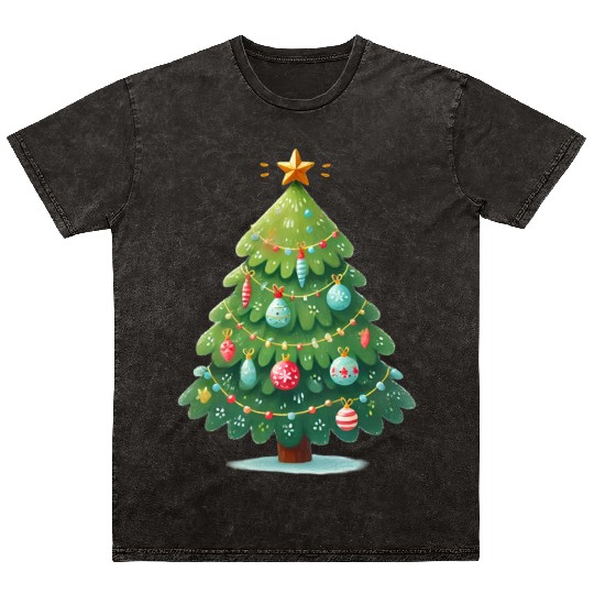 Tree Christmas, Merry Christmas Mineral Wash T Shirts