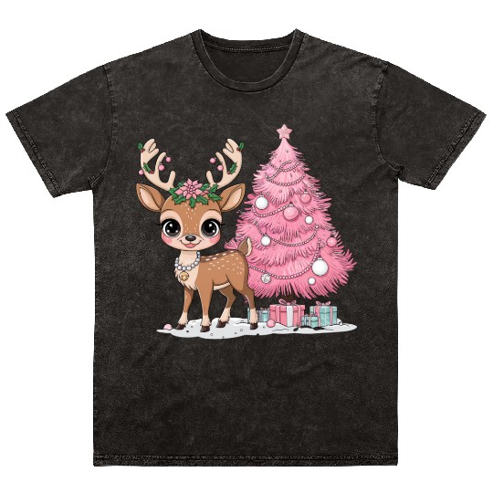 Coquette Christmas Reindeer Mineral Wash T Shirts