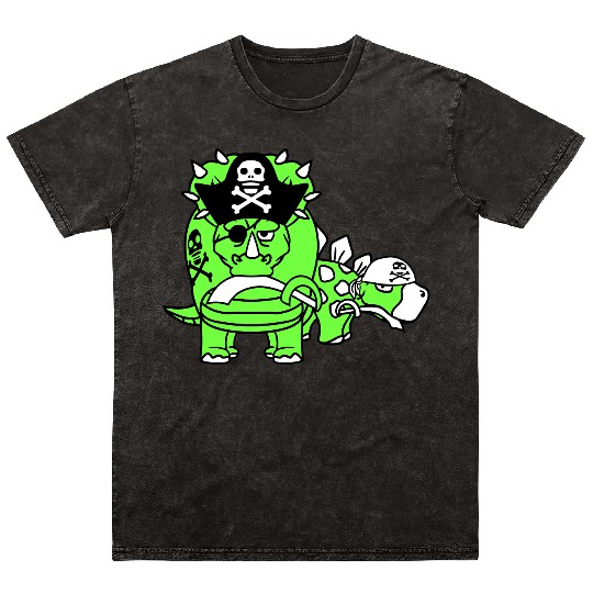 Triceratops Stegosaurus 2 Dinosaur Pirates Dinos Mineral Wash T Shirts