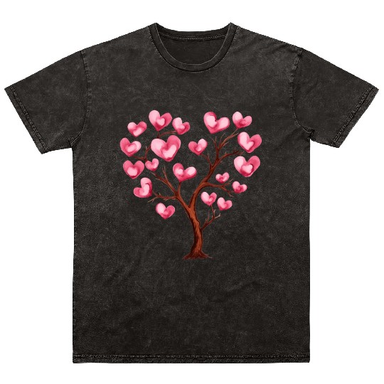 Heart Tree, Valentines Day Mineral Wash T Shirts
