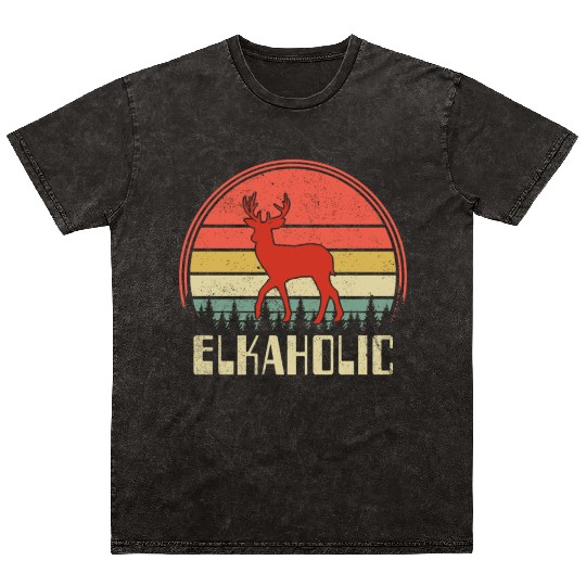 Elk Hunting Elkaholic Hunters Mineral Wash T Shirts