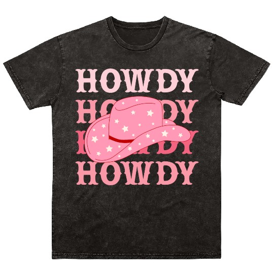 Howdy Cowboy Star Hat Mineral Wash T Shirts