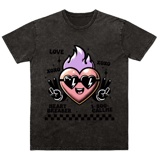 Valentines Day, Valentine Retro Mineral Wash T Shirts