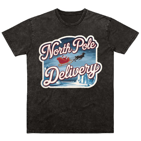 Magical Arctic Night Santa Sleigh North Pole Mineral Wash T Shirts