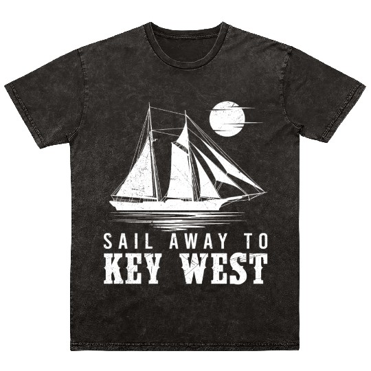 Florida SAIL AWAY TO KEY-WEST Florida Keys Mineral Wash T Shirts