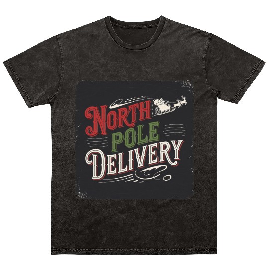 North Pole Express Vintage Style Retro Christmas Mineral Wash T Shirts