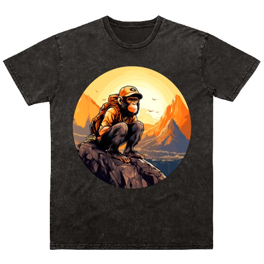 Monkey hiking / mountaineering monkey Mineral Wash T Shirts