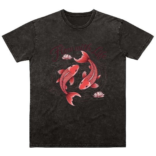 Koi Fish Flow With Life Mineral Wash T Shirts