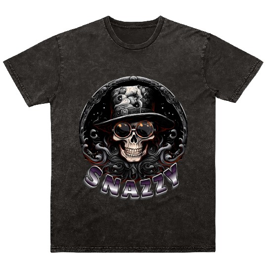 Snazzy Skull: Rock & Roll Never Dies Mineral Wash T Shirts