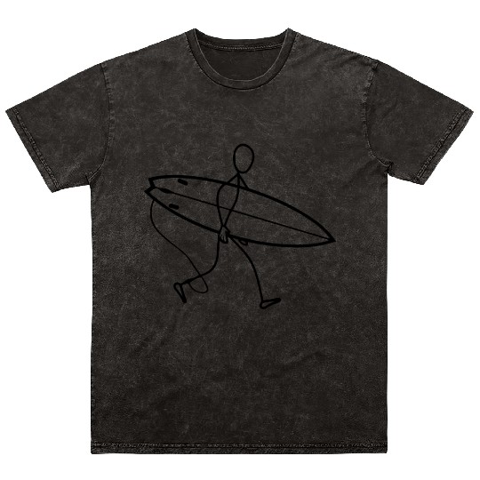 Surfer walking with surfboard Mineral Wash T Shirts