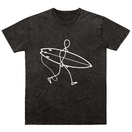 Surfer walking with surfboard Mineral Wash T Shirts