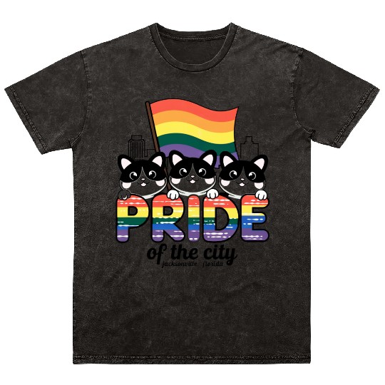 Pride of Jacksonville City Florida USA Rainbow Fla Mineral Wash T Shirts