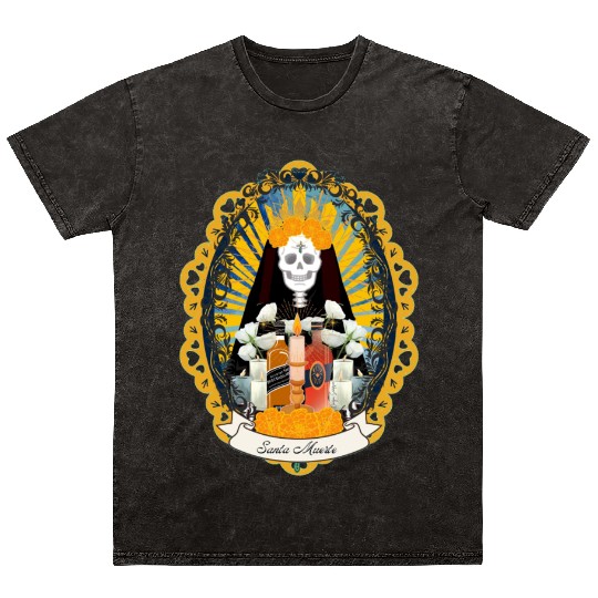Regal Santa Muerte Mineral Wash T Shirts