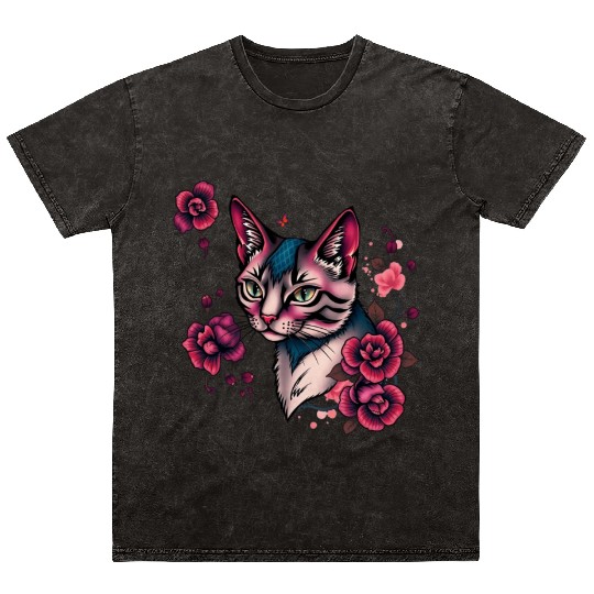 Rainbow Cat Realistic Watercolor Cute Cat Paint Co Mineral Wash T Shirts