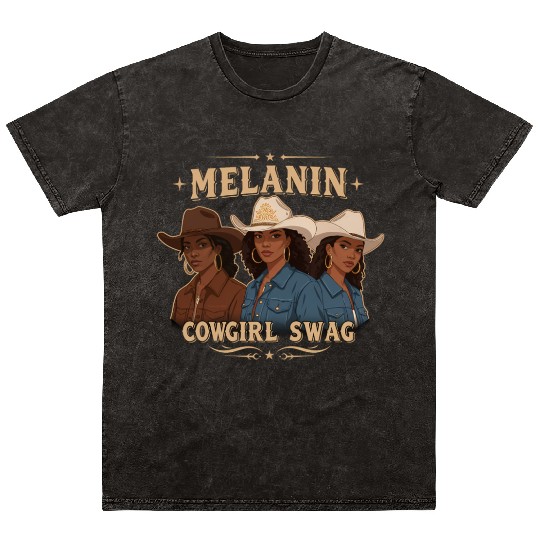 African American Melanin Cowgirl Swag Rodeo Mineral Wash T Shirts