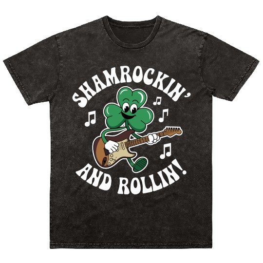 Shamrockin' and Rollin' St. Patrick's Rock & Roll Mineral Wash T Shirts