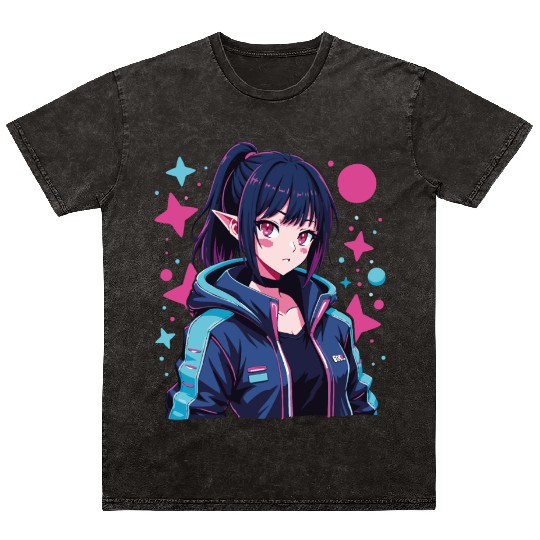 Manga Techwear Harajuku Anime Cyberpunk Mineral Wash T Shirts