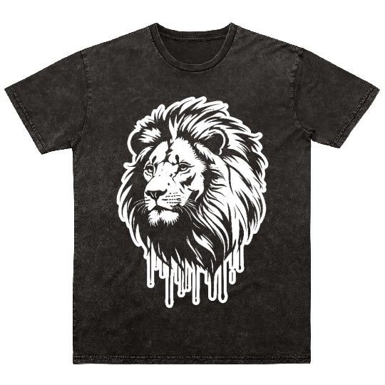 White Lion King Graffiti Style Art Printed Mineral Wash T Shirts