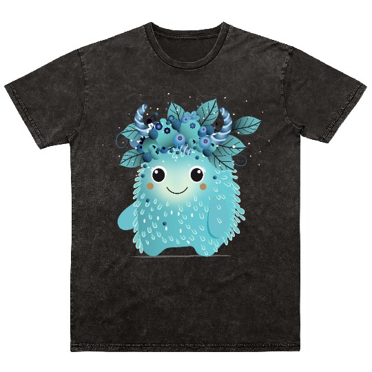 Cute Blueberry Monster - Fruity and Playful Mineral Wash T Shirts