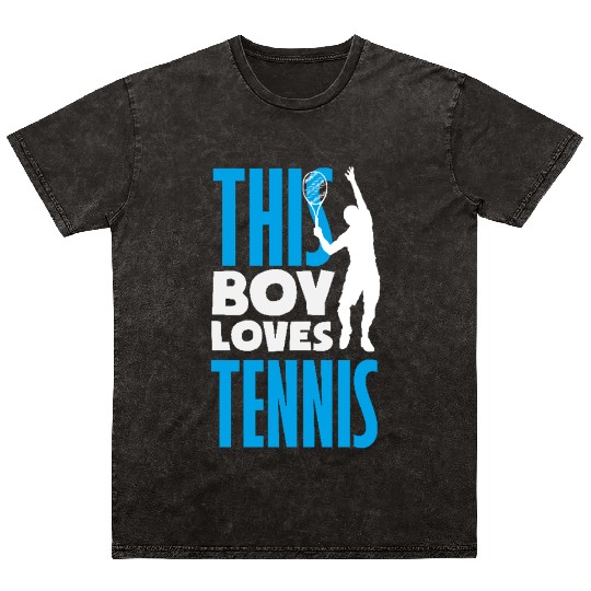 This Boy Loves Tennis Graphic Design Mineral Wash T Shirts