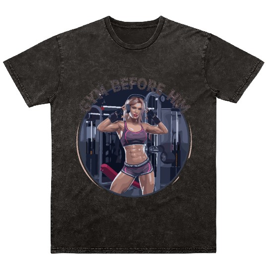 Gym Before Him for a Sporty women Mineral Wash T Shirts