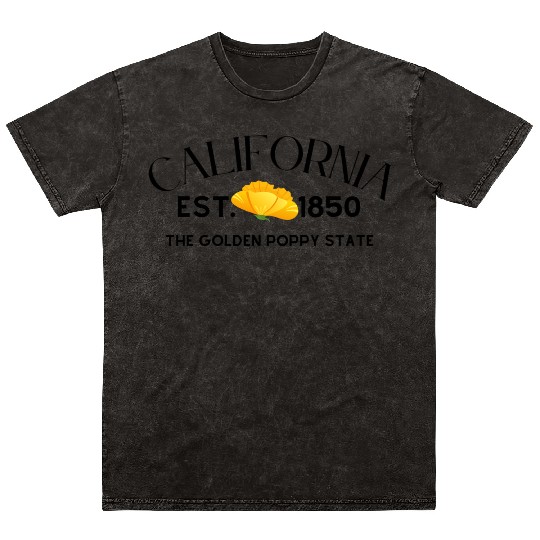California Poppy State Gift Mineral Wash T Shirts