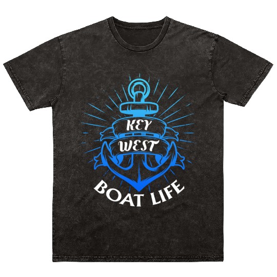 KEY-WEST BOAT LIFE Sailing Florida Keys West Keys Mineral Wash T Shirts