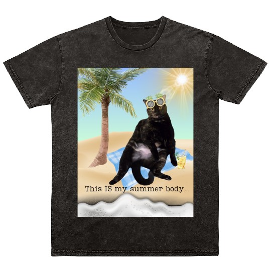 fat cat summer body Mineral Wash T Shirts