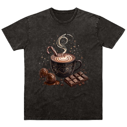 Cozy Hot Chocolate with Sweet Treats Mineral Wash T Shirts