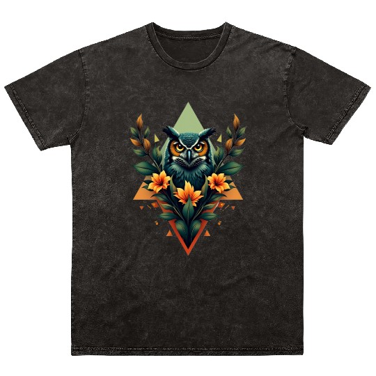 Geometry Owl and Nature Mineral Wash T Shirts
