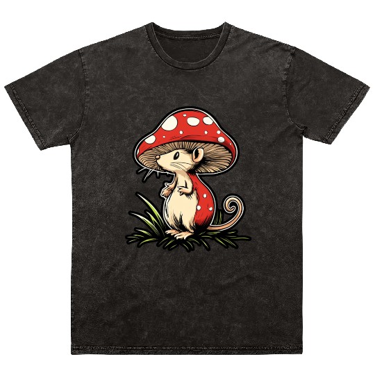 Mushroom Mouse Funny Animal And Mushroom Mineral Wash T Shirts