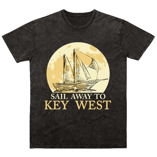 Florida Keys SAIL AWAY TO KEY-WEST Sailing Outfit Mineral Wash T Shirts