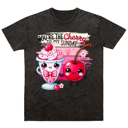 Love is Sweet: Cherry on Top Valentine's Day Pun Mineral Wash T Shirts