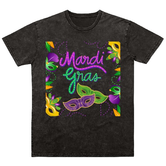 Mardi Gras Festival Celebration carnaval with mask Mineral Wash T Shirts