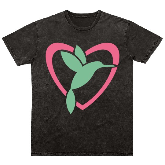 Hummingbird Heart For Birds Lovers Mineral Wash T Shirts