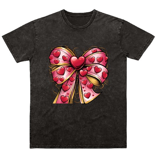 Valentine day Heart Coquette bow Bowtiful Arrangem Mineral Wash T Shirts