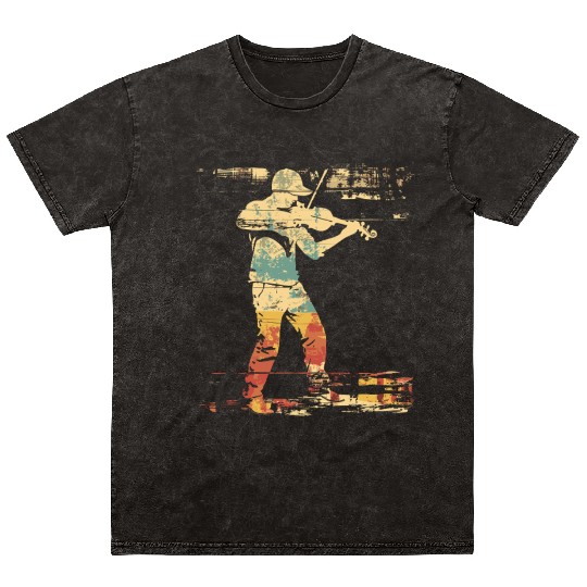 Violin Comic Style Mineral Wash T Shirts