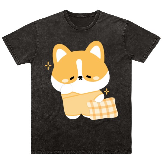 Sleepy Corgi Mineral Wash T Shirts