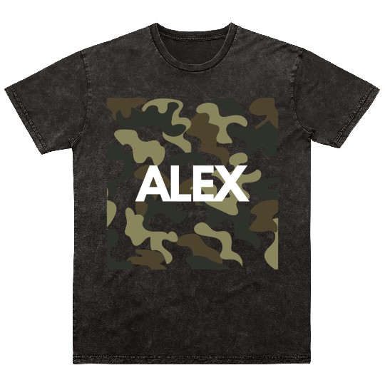 Alex Name Mineral Wash T Shirts Men Good Quality Camouflage