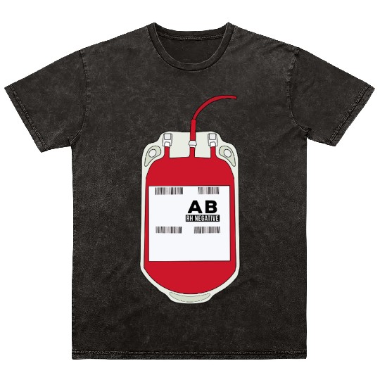 AB Negative Blood Bag Mineral Wash T Shirts