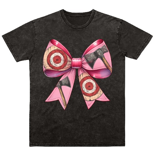 Coquette Bow Axe Throwing Axe Thrower Mothers Day Mineral Wash T Shirts