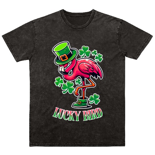 Lucky Bird – St. Patrick’s Flamingo Mineral Wash T Shirts