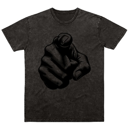 Motivational Design Index Finger Hand Gesture Mineral Wash T Shirts