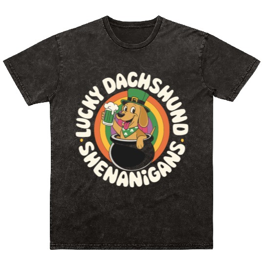 Lucky Dachshund Shenanigans | St. Patrick’s Day Mineral Wash T Shirts
