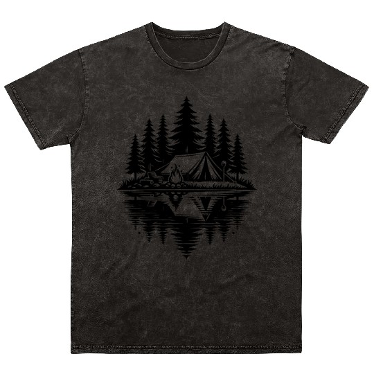 Camping In The Forest By A Natural Lake Mineral Wash T Shirts