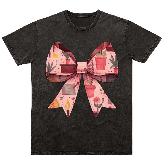 Coquette Bow Gardening Gardener Plants Pattern Mineral Wash T Shirts