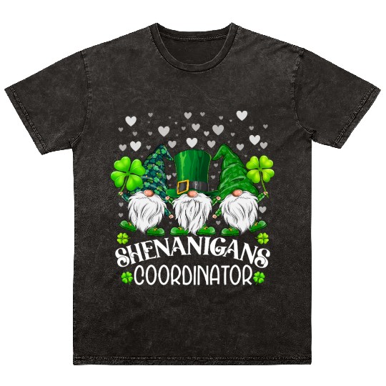 Shenanigans Coordinator St. Patricks Day Gnomes Mineral Wash T Shirts